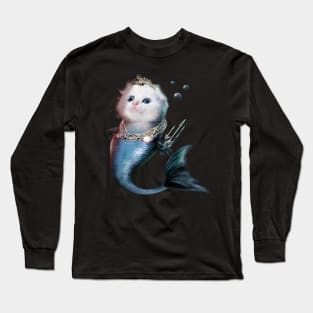 Cute Cat Mermaid Long Sleeve T-Shirt